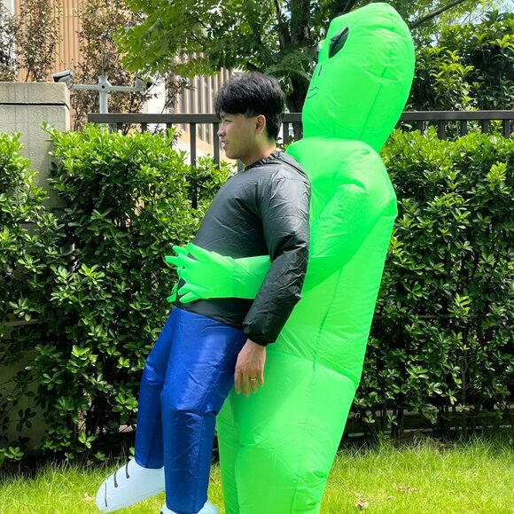 Inflatable Alien Costume Adult/Kid Alien Kidnap Abduction Blow Up Suit Halloween - Picture 2 of 6